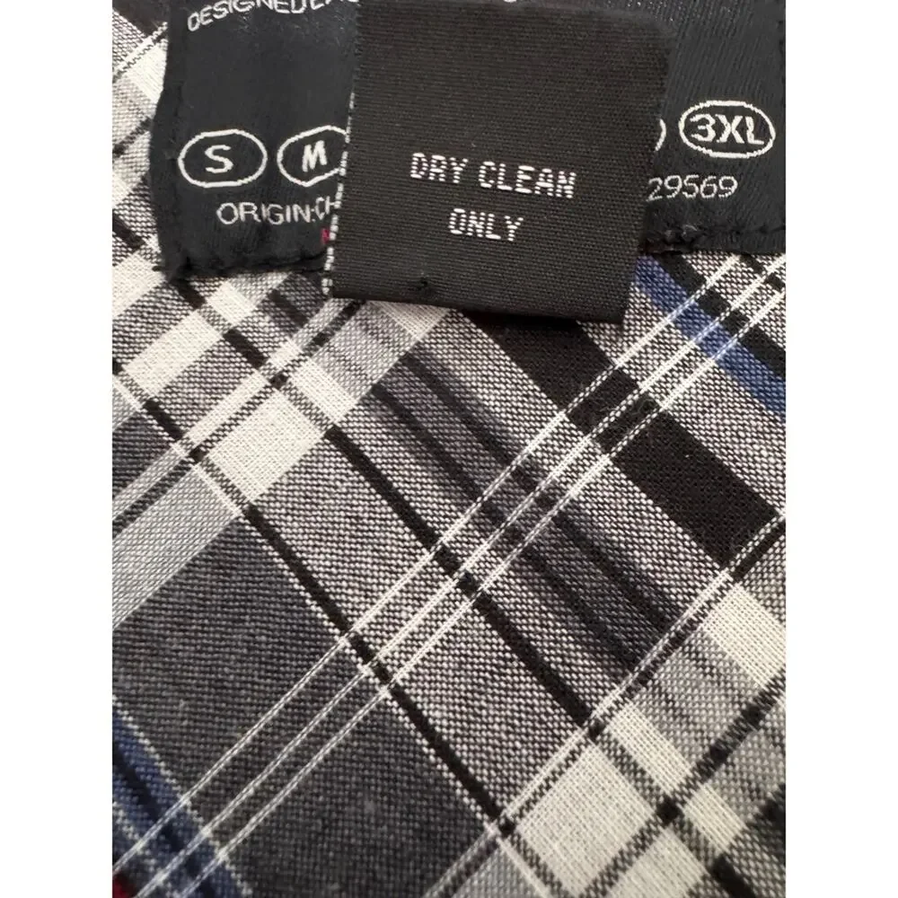 Pop Icon Clothing Black Pinstripe Vest Mens Plaid‎ Lined V-Neck Button Front xl